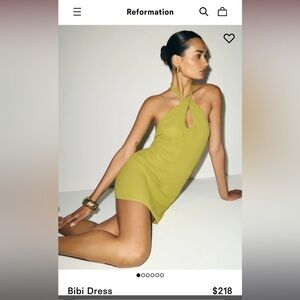 Reformation Bibi Dress in Chartreuse Green